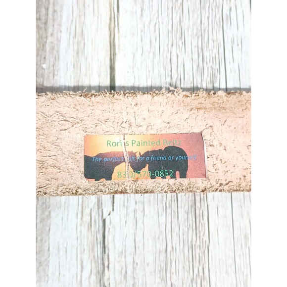 Roris Painted Beltz Hand Painted Black and Blue Leather Belt No Buckle 35\